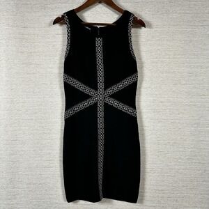 Bebe Y2K style sleeveless bandage bodycon dress White Geometric Lace Detailing